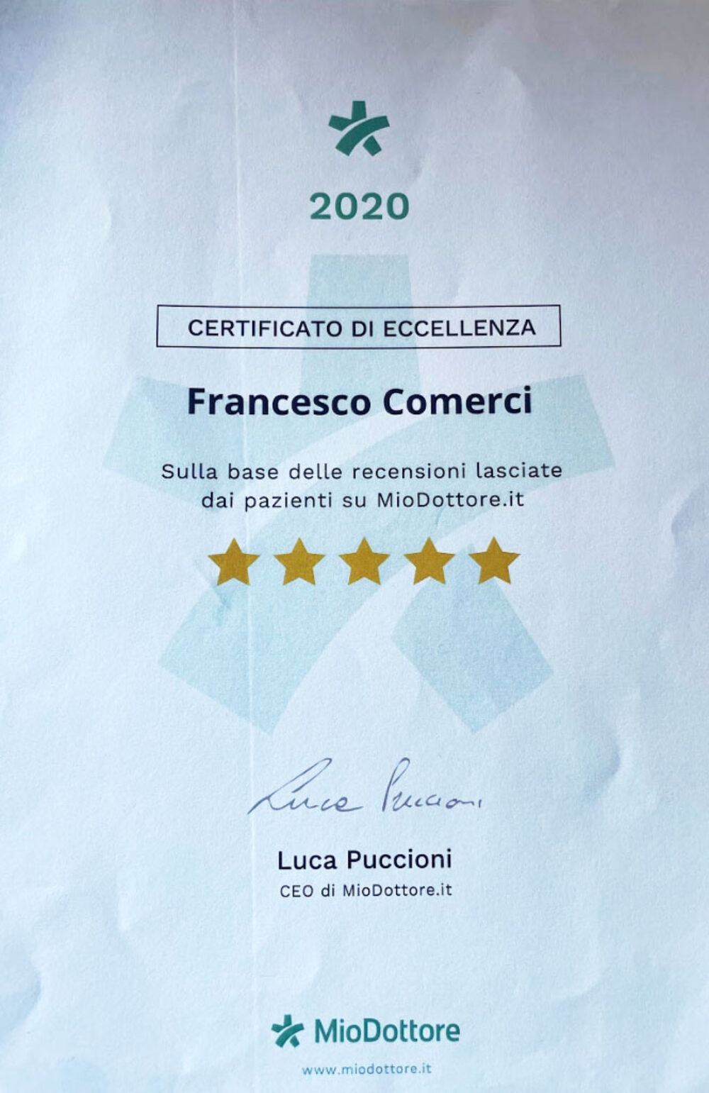 Certificato Di Eccellenza